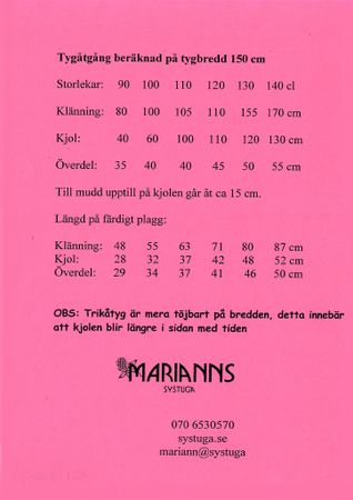 Symönster Gammelrosa - snurrklänning, kjol och tröja