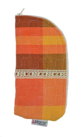 Glasögonfodral orange återbrukat tyg
