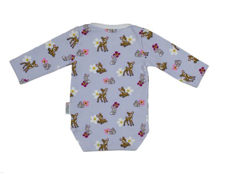 Ljuslila babybody med rådjur. Stl 60