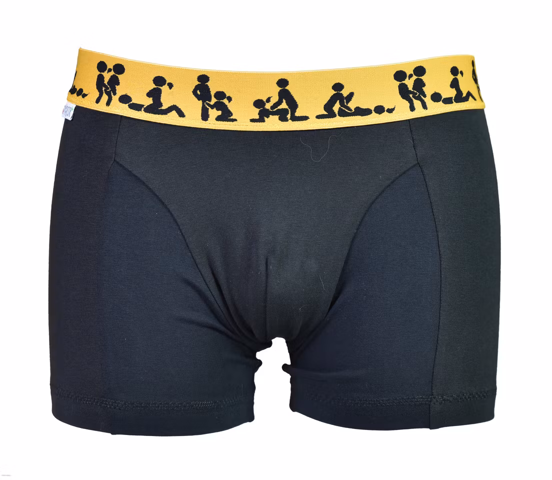 Kalsong svart med gul ekivok resår