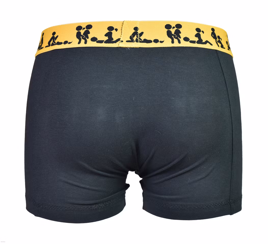 Kalsong svart med gul ekivok resår