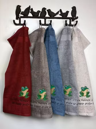 Gästhandduk 30x50 cm med groda och rolig text