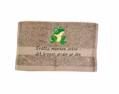 Handduk 50x70 cm med groda och rolig text