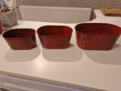 Plåtskål oval röd, liten
