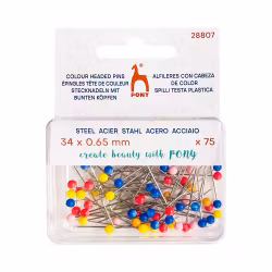 Pony Knappenåler plasthoder 75st 34×0,65mm – Mix