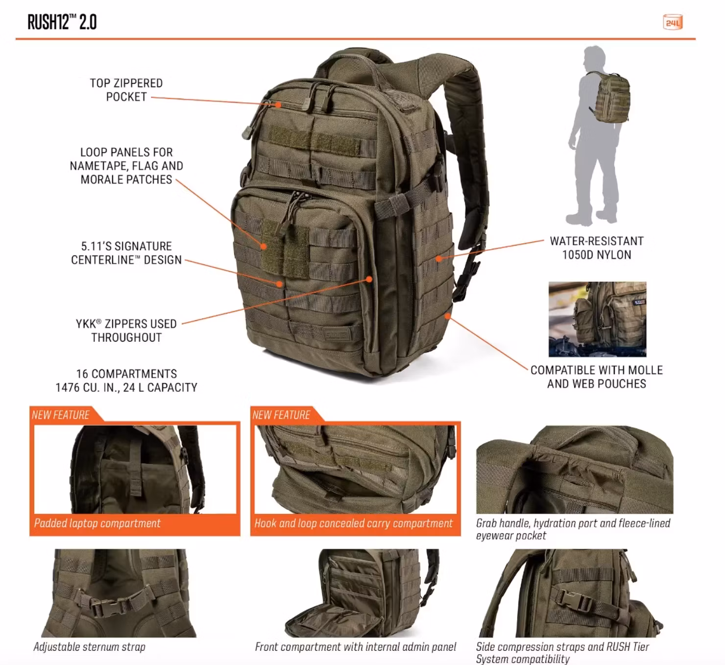 5.11 - Rush12 2.0 - Backpack 24L - Double Tap (026)