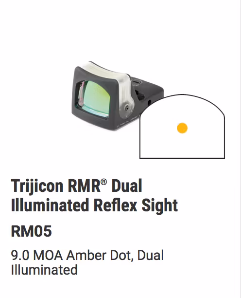 Trijicon - RMR® Dual Illuminated Reflex Sight - Black - Amber dot