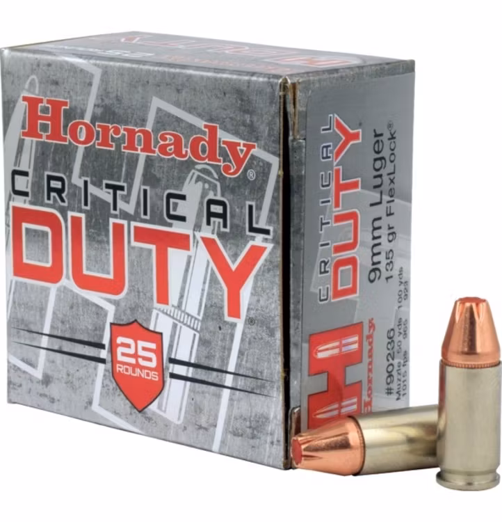 Hornady - Critical Duty Ammo - 9mm - 135 gr - Flexlock Duty - 25 ask