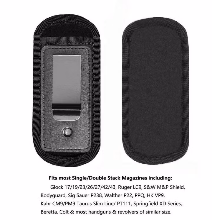 Magazine Pouch Nylon Holster Pistol - Concealed Carry Mag Case with Clip