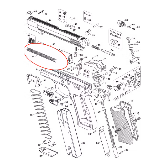 CZ - 75B/85/SP-01/Shadow 2/Target 5"/6" - Recoil spring - 13 lb