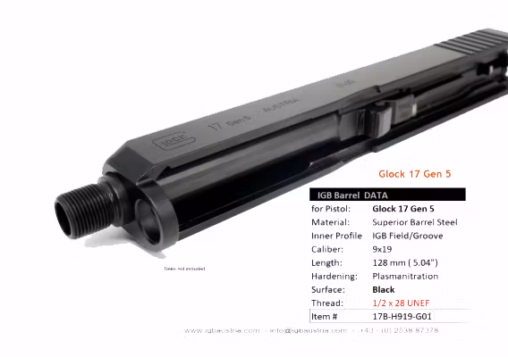 IGB - Glock 17 Gen5 IGB Threaded Barrel 1/2x28 UNEF
