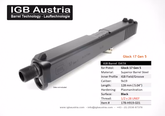 IGB - Glock 17 Gen5 IGB Threaded Barrel 1/2x28 UNEF