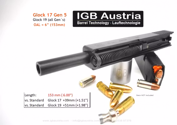 IGB - 6" IGB Glock 17 Gen5 / Glock 19 Barrel