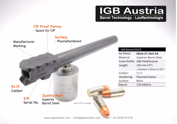 IGB - 6" Glock17 Glock34 Gen3/4 Barrel