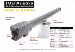 IGB - 7.5" Glock17 Glock34 Gen3/4 Barrel