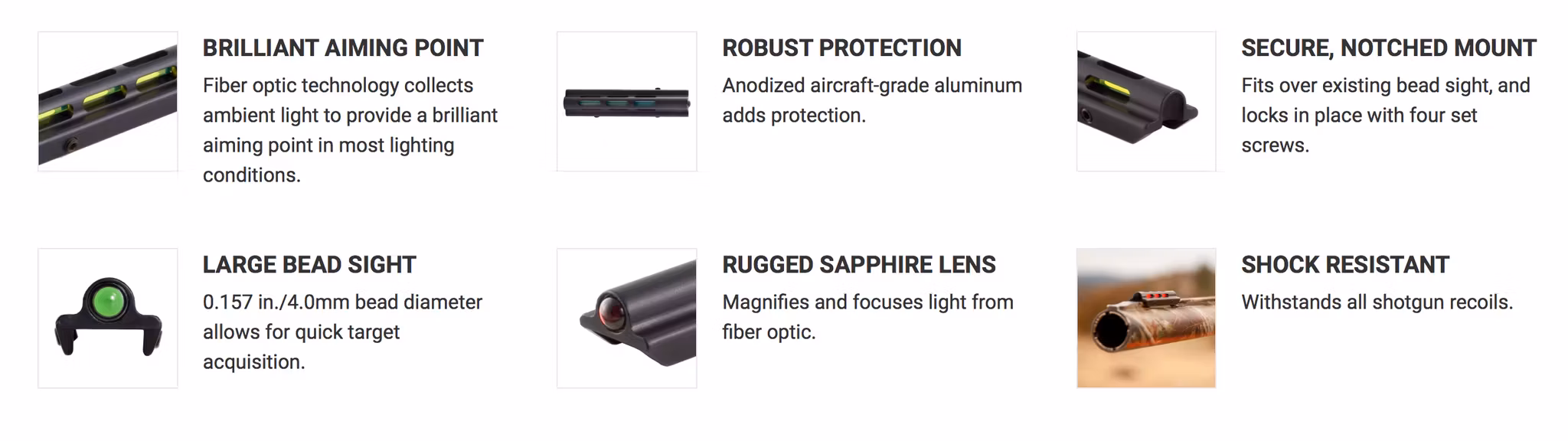 Trijicon - TrijiDot Fiber Optic Shotgun Sight - .325 -.395 Wide Ribs