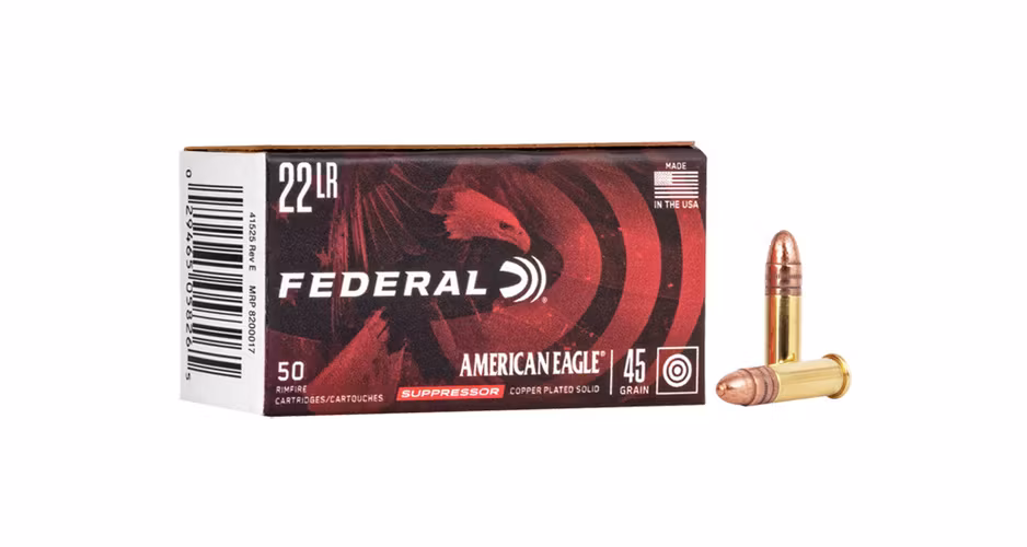 Federal - American Eagle - Suppressor Ammo - 22 LR - Copper-Plated - 45gr - 50/Box