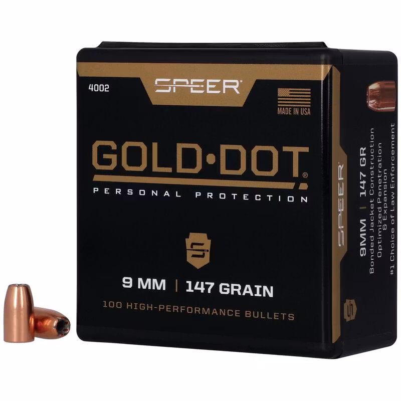 Speer - Gold dot bullets - 9mm  (.355) HP - 147gr - 100 st