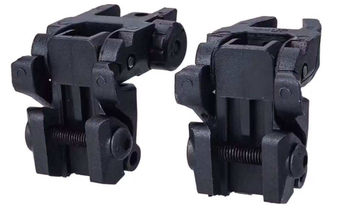 AR15 Tactical Folding Front and Rear Sight - Svart