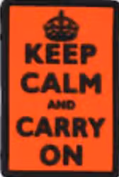 3D Rubber Keep Calm and Carry On Patch - Orange