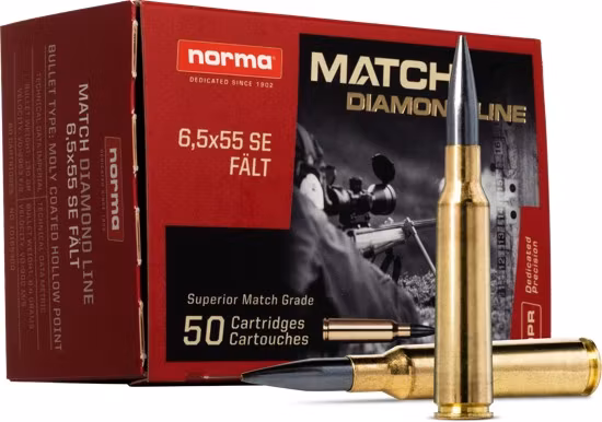 Norma - 6,5x55 SE Fält - 8,4 g/130 gr - Match Diamond Line- 50/ask