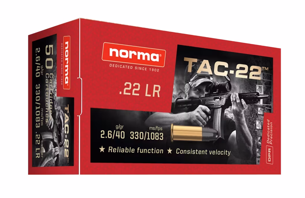 Norma TAC-22 – .22 LR ammunition för målskytte – 50-pack