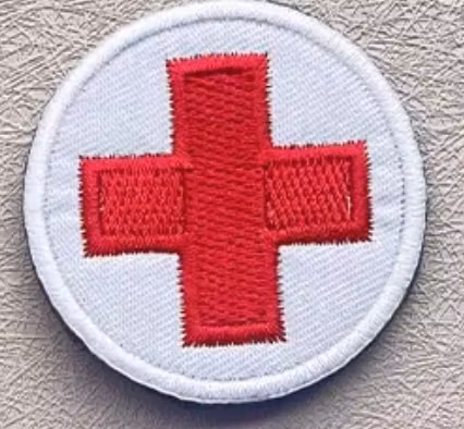 First Aid - Vit/röd - Rund - Patch