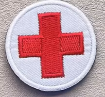 First Aid - Vit/röd - Rund - Patch