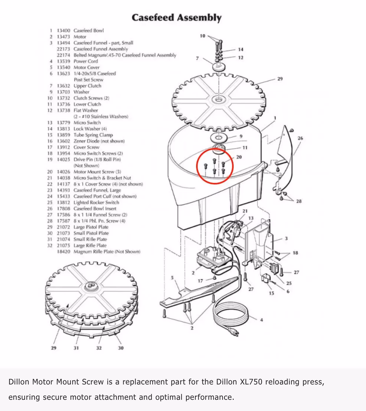 Dillon - Motor Mount Screw for Dillon XL750 - #14026
