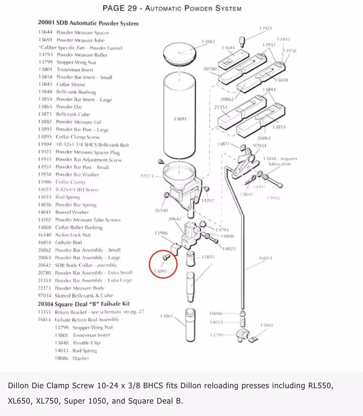 Dillon - Die Clamp Screw 10 - 24 x 3/8 BHCSg - #13895