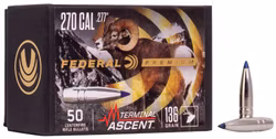 Federal - Premium Terminal Ascent Bullets - 270 Cal (.277) - 136gr - 50/Box