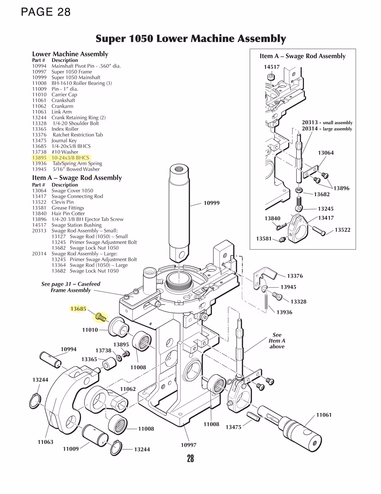 Dillon - XL650/XL750/1050/RL1100 Small Screw