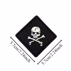 Dödskalle – Svart – PVC Patch
