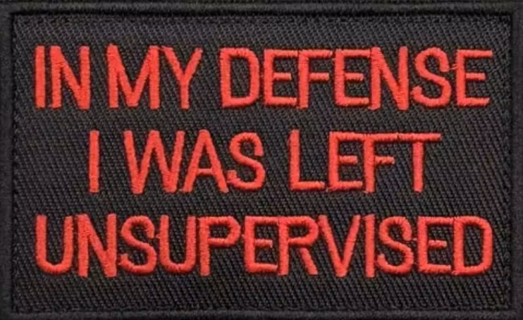 In my defense I was left unsupervised - Svart/Röd - Patch