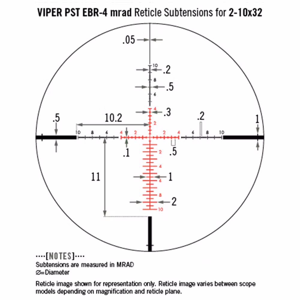 Vortex - Viper PST Gen 2 - 2-10x32 FFP - riktm. EBR-4 - MRAD