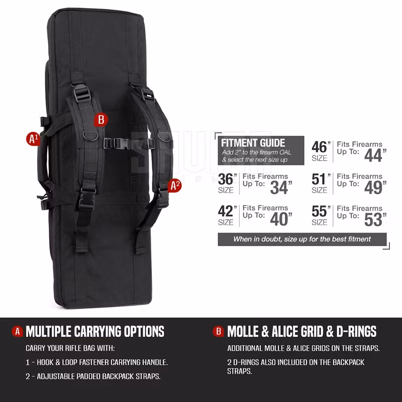 Savior Equipment - American Classic 42" Double Rifle Case - Svart