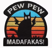 Pew Pew - Madafakas - Svart/Vit - Cat - Patch