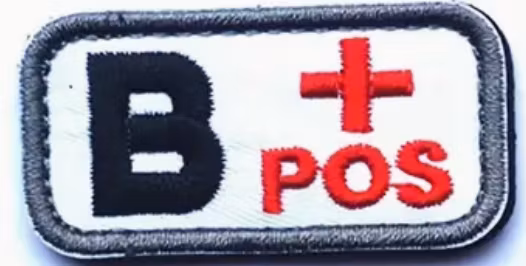Blodgrupp B+ Pos – Vit/Svart/Röd – Patch