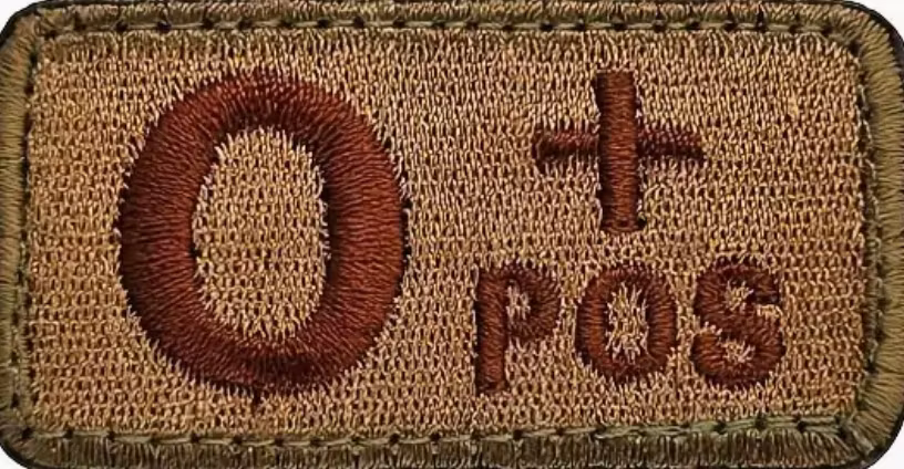 Blodgrupp - 0 + Pos - Grön - Brun - Patch