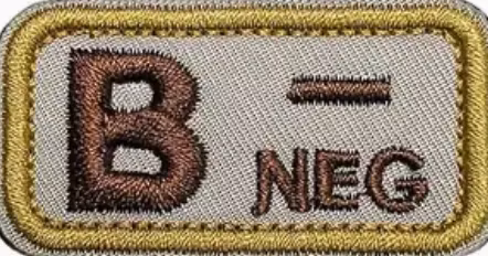 Blodgrupp - B - Neg - Beige- Brun - Patch