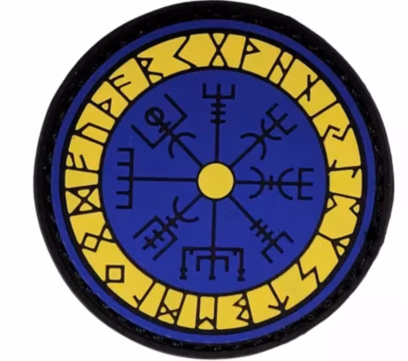 3D Patch - Runsköld Vegvisir - Gul/Blå - PVC
