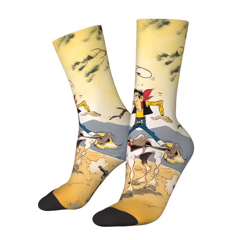 Lucky Luke - Strumpor - På häst - Gula