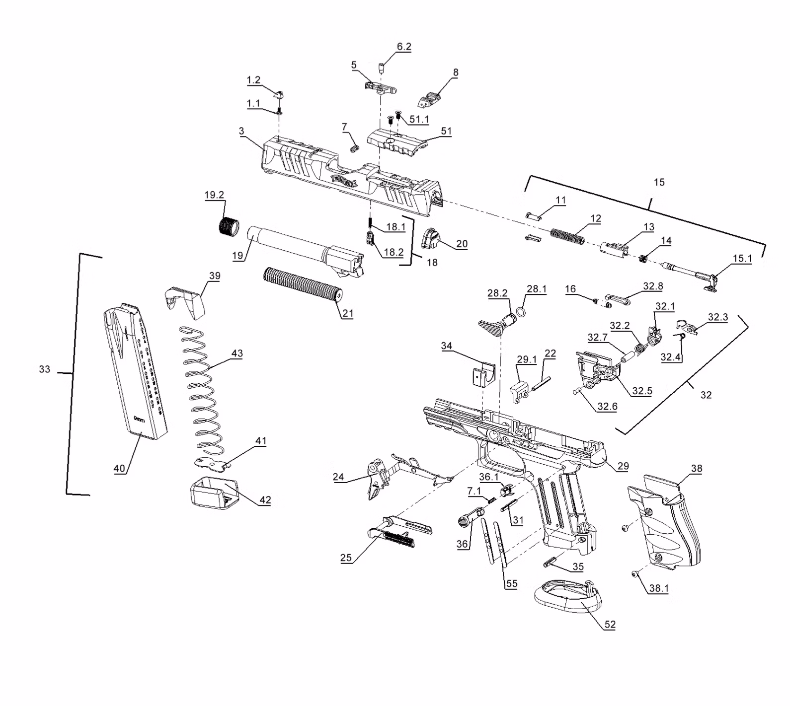 Walther - PDP - front sight - 4,9 mm with screw