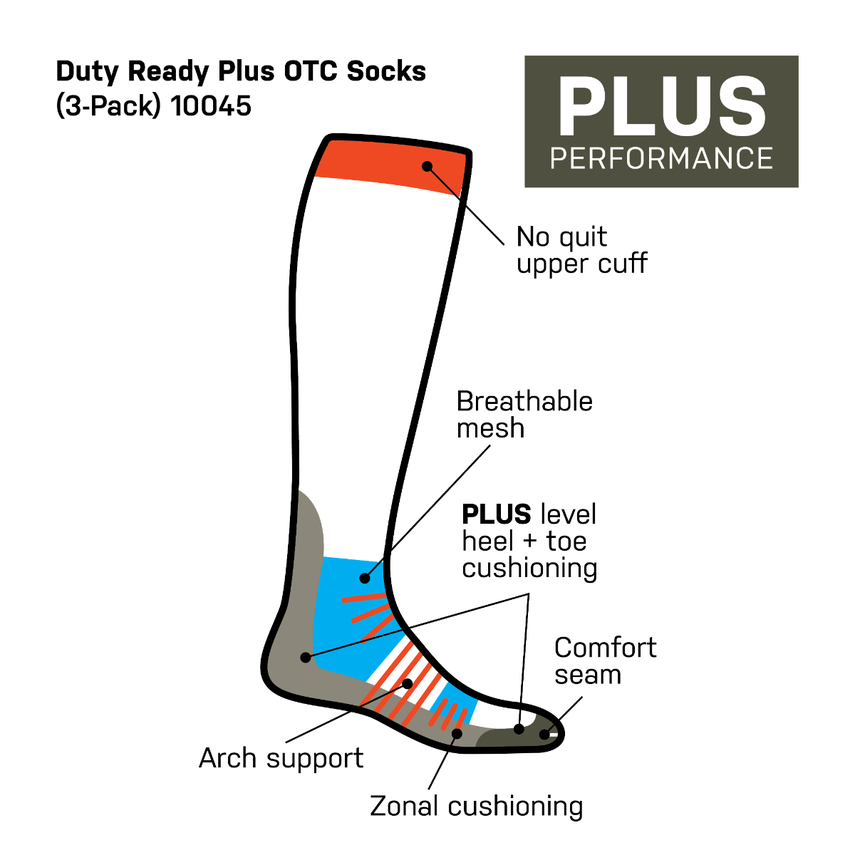 5.11 - Duty Ready Plus OTC Socks (3-Pack) - Black (019)