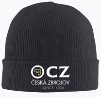 CZ - Svart Stickad Mössa - Vitt tryck