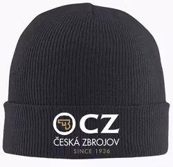 CZ - Svart Stickad Mössa - Vitt tryck