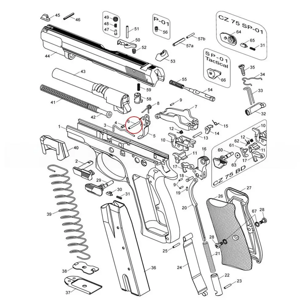 Eemann tech - Trigger Pin for CZ 75/85/97, CZ 75 SP-01 Shadow, CZ 75 Tactical Sports and CZ Shadow 2.