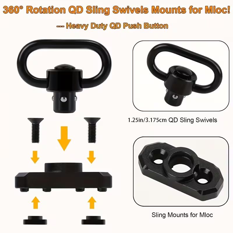 Swivel with  M-lok - QD Mount - Svart