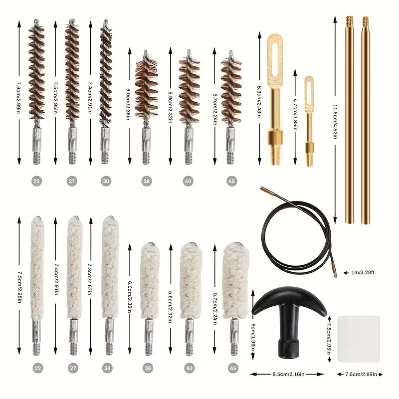 RangeMaster - 16 In 1 Gun Cleaning Kit - Kalibrarna .22, .270, .30, .38, .40 och .45,