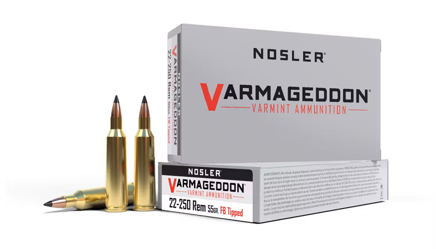 Nosler - Varmageddon Ammunition - 22-250 Rem - 55g - VG FBT - 20/ask